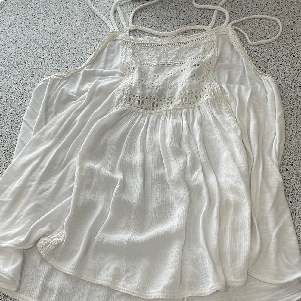 American Eagle Outfitters White Ruched Camisole Top
